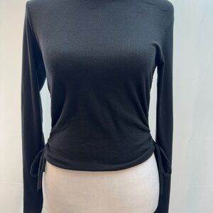 Zara Black Long Sleeve Ribbed Top M